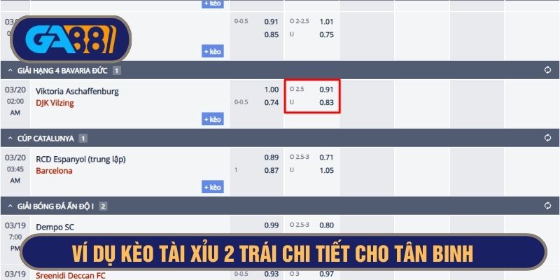 ví dụ về kèo tài xỉu 2.5