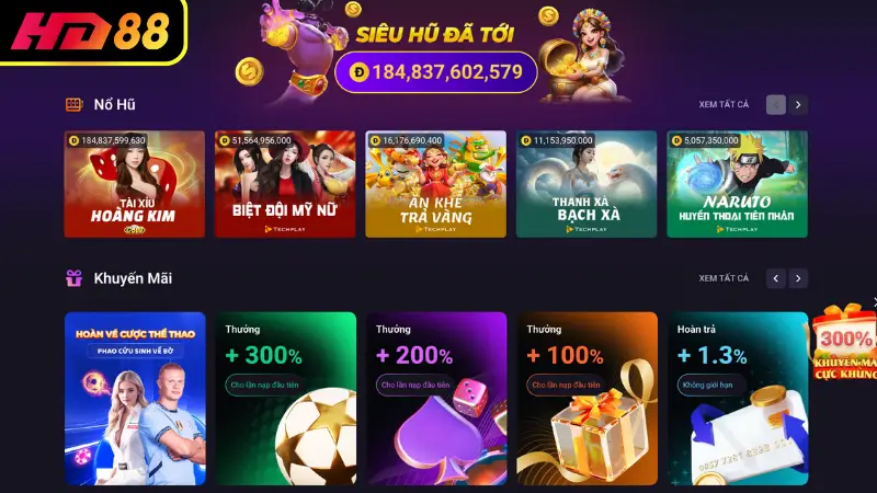 Sức hút nổi bật từ nhà cái casino HD88
